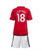 Otroški Nogometna dresi replika Manchester United Casemiro #18 Domači 2023-24 Kratek rokav (+ hlače)